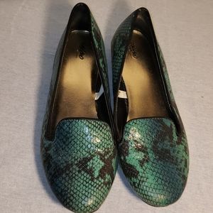 Bright Colored Snake Skin Flats